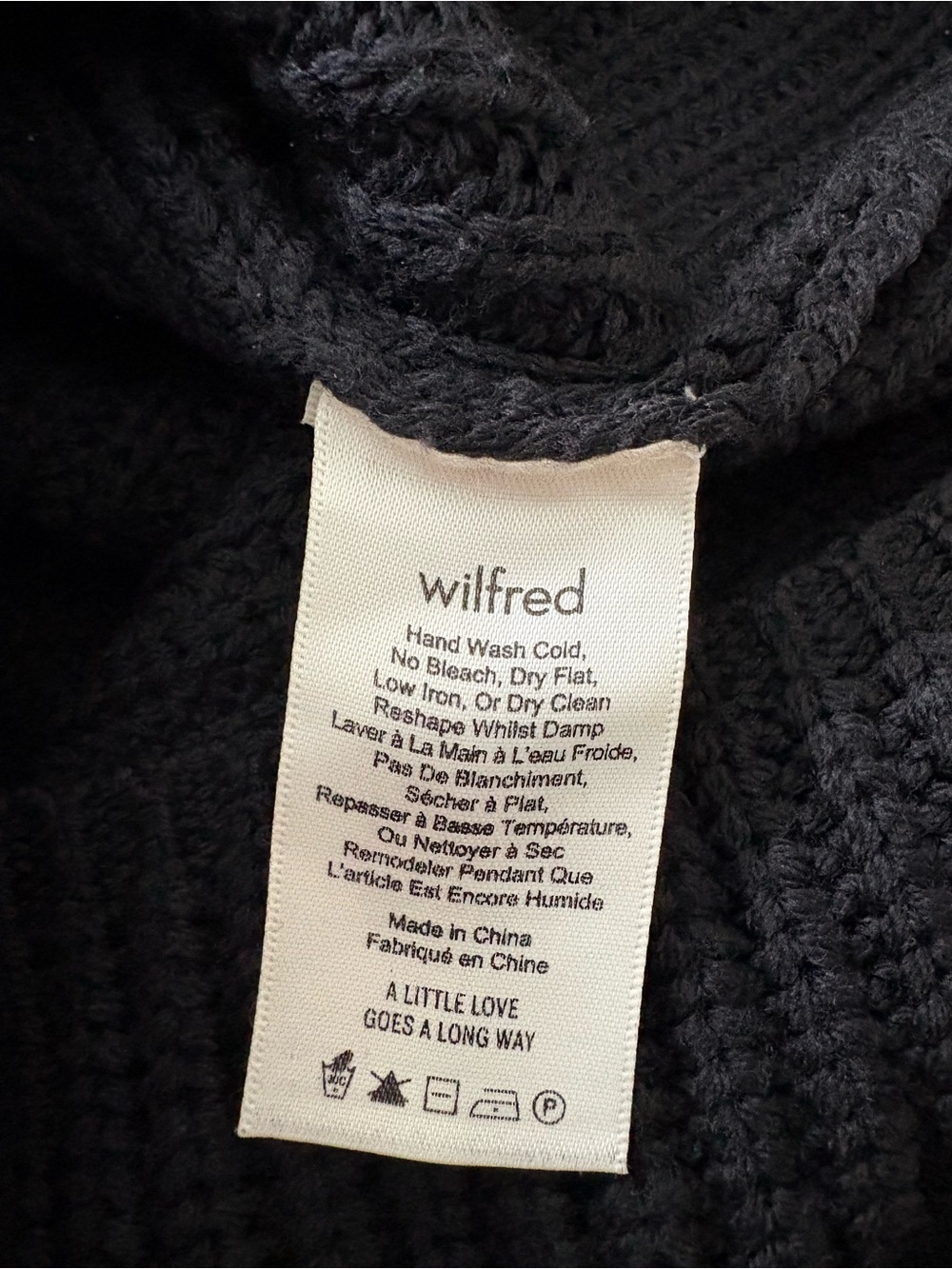 Wilfred Aritzia Black Merino Wool Knit Sweater Dress MockNeck Size XS Minimalist - Picture 9 of 10
